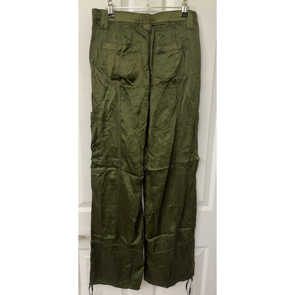 American Eagle silky olive green cargo pant side pocket drawstring ankles S Tall - Picture 3 of 9